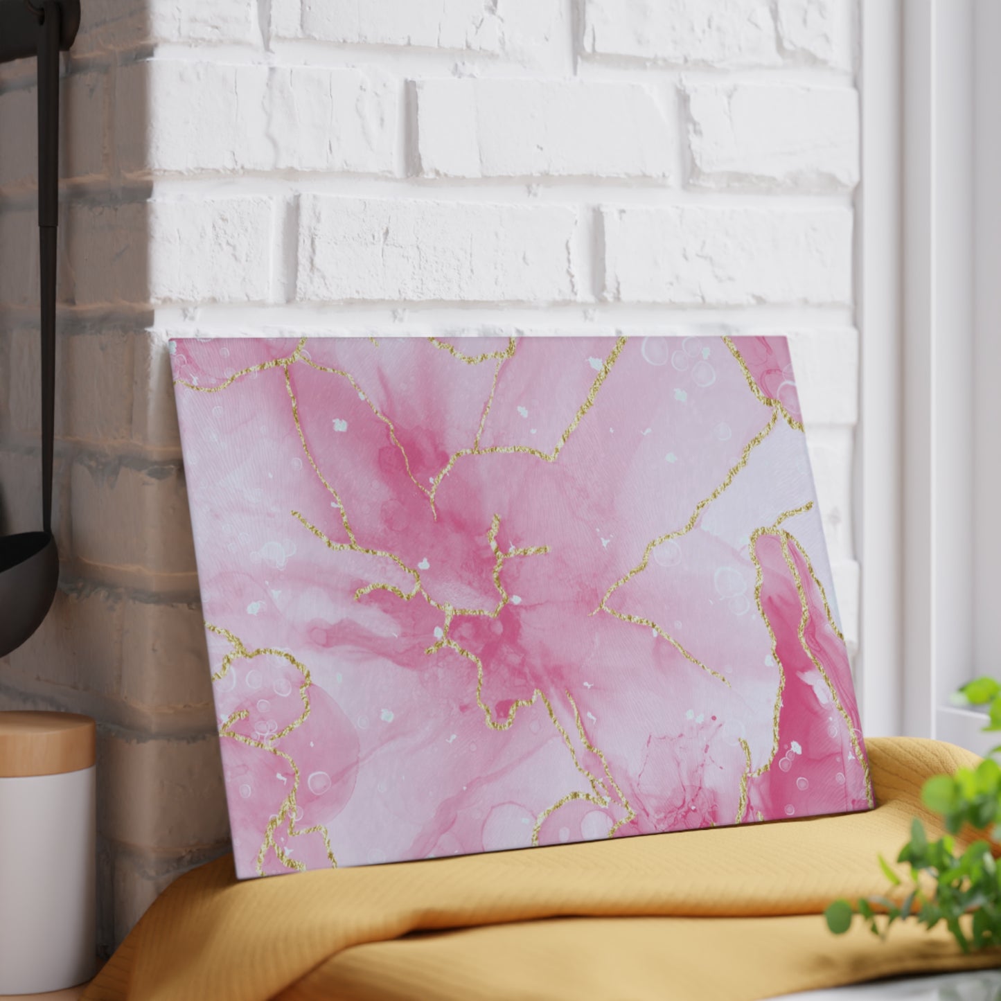 ' Pink Marble Dream Print Glass Cutting Board